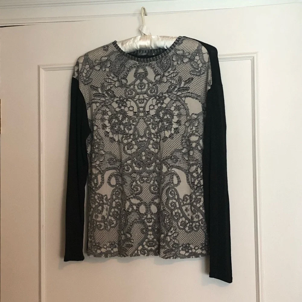 Zara W & B Collection Grey Long Sleeves Top
